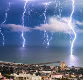 lightning storm, ventura, california