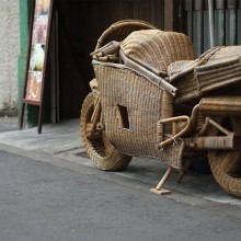 motorcycle made from basket weave