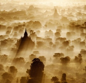 sunrise over the ancient city of bagan, myanmar