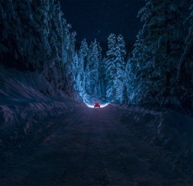snowy road, rila mountain, bulgaria