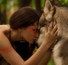 a girl and her wolf