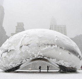chicago bean covered in snow
