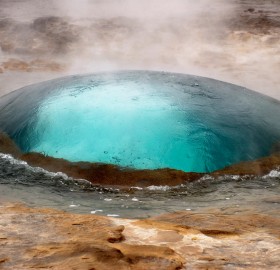 geyser in iceland, just a seconds before eruption