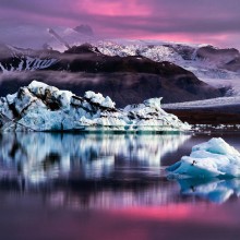icebergs at dusk, iceland