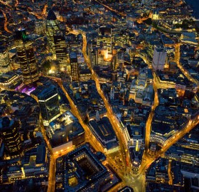 london at night from above