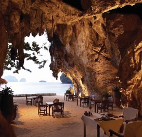 restaurant inside cave, thailand