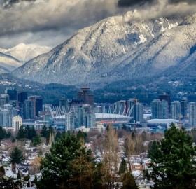 beautiful view of grouse mountain, vancouver