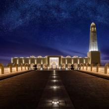 grand mosque under stars, doha, qatar