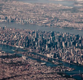 tilt-shift aerial of new york city