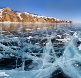 frozen baikal lake, russia