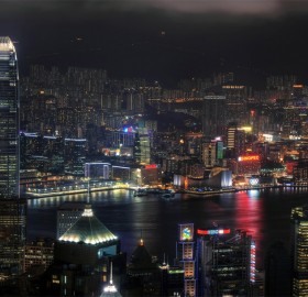 hong kong skyline in night