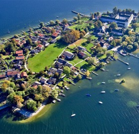 aerial view of frauenchiemsee island, germany