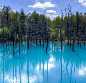 blue pond, japan
