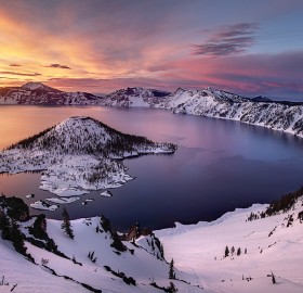 crater lake in winter, oregon