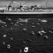 queen mary arrives in long beach, 1967