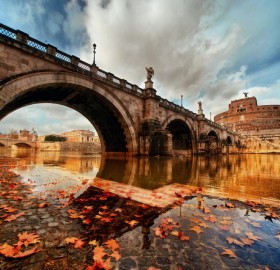 bridge in rome at autumn, italy