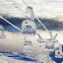 frozen ski lift, sweden