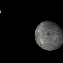 moon and earth as seen from chinese satellite CHANG`E-5T1