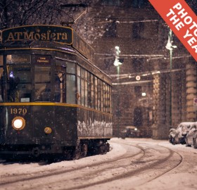 tram in winter, milan