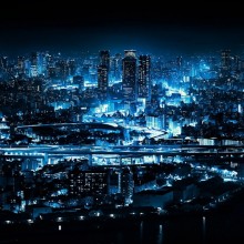Blue Ligts of Osaka at Night, Japan