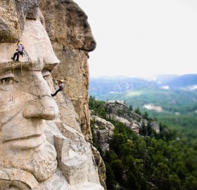 Climbing On Mount Rushmore