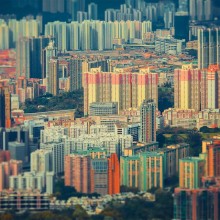 Hong Kong Neighborhood In Tilt-Shift