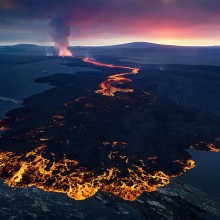 Lava Fountains of The Eruption in Holuhraun, Iceland
