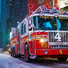 New York City Fire Engine During Snow Storm