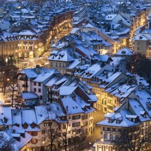 Snow-Covered Beautiful City of Bern, Switzerland