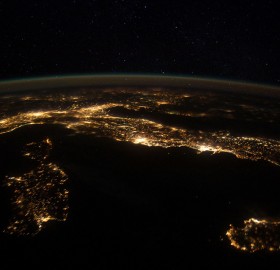 Italy At Night From International Space Station