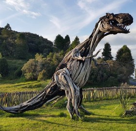 T-Rex Made From Driftwood, New Zealand