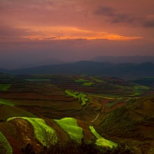 Sunset, Dongchuan Red Land, China