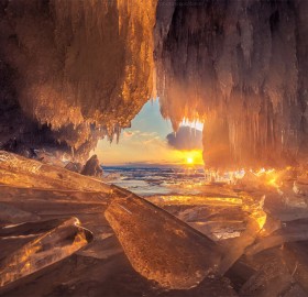 Sunset Through Ice Cave, Lake Baikal, Russia