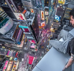 Sitting Above Times Square, New York