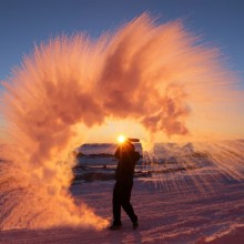Hot Water Thrown Into The Air, Antarctica