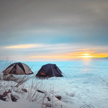 Camping Over Frozen Lake