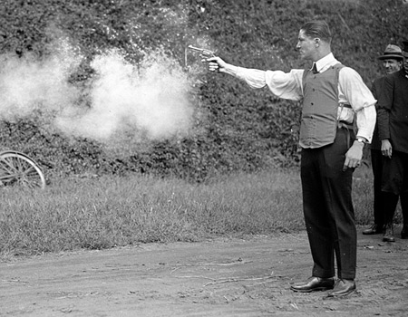 testing of a bulletproof vest in 1923