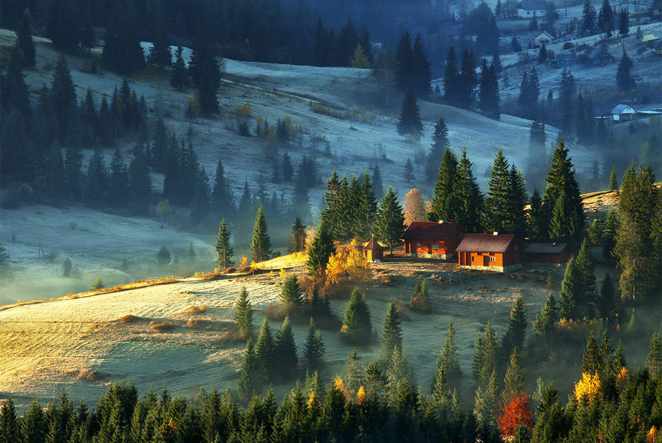 the farm on carpathian mountains