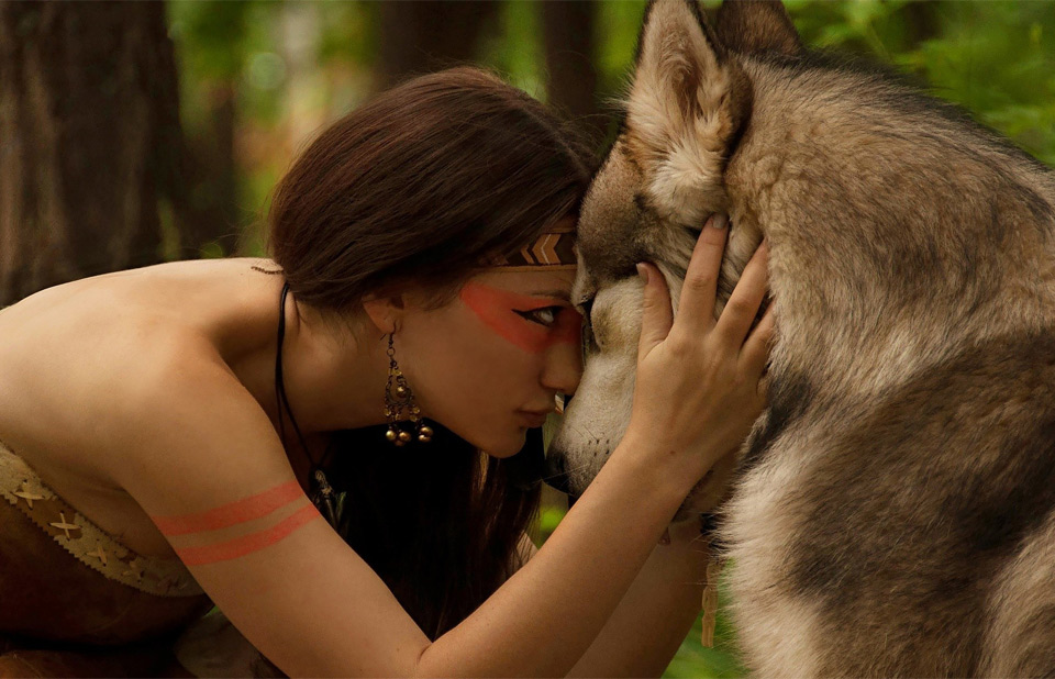 a girl and her wolf