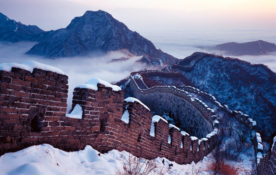 great wall under snow, china