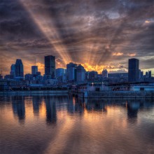 Sunshine Behind Montreal Skyline