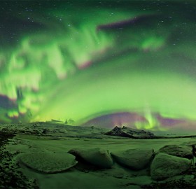 beautiful aurora night, iceland