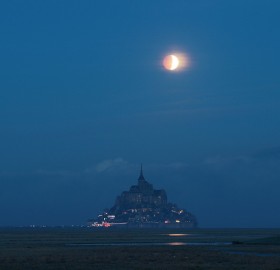 lunar eclipse over normandy, france