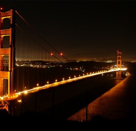 golden bridge at night