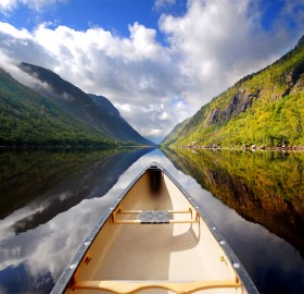 canoeing into reflection