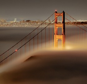 fog over golden gate bridge