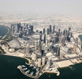 downtown doha from airplane