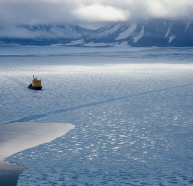 icebreaker in the ice of the arctic ocean