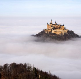 castle in germany floating above the clouds