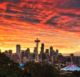 red sky over seattle